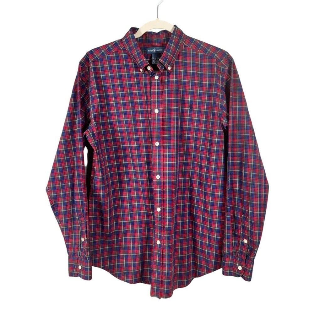 Vintage Ralph Lauren Classic Boys Button Up Shirt XL Preppy Plaid